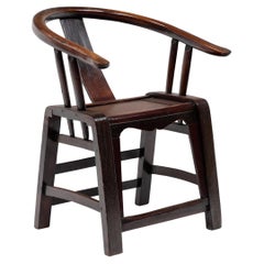Sillón chino de respaldo redondo de madera curvada, c. 1850