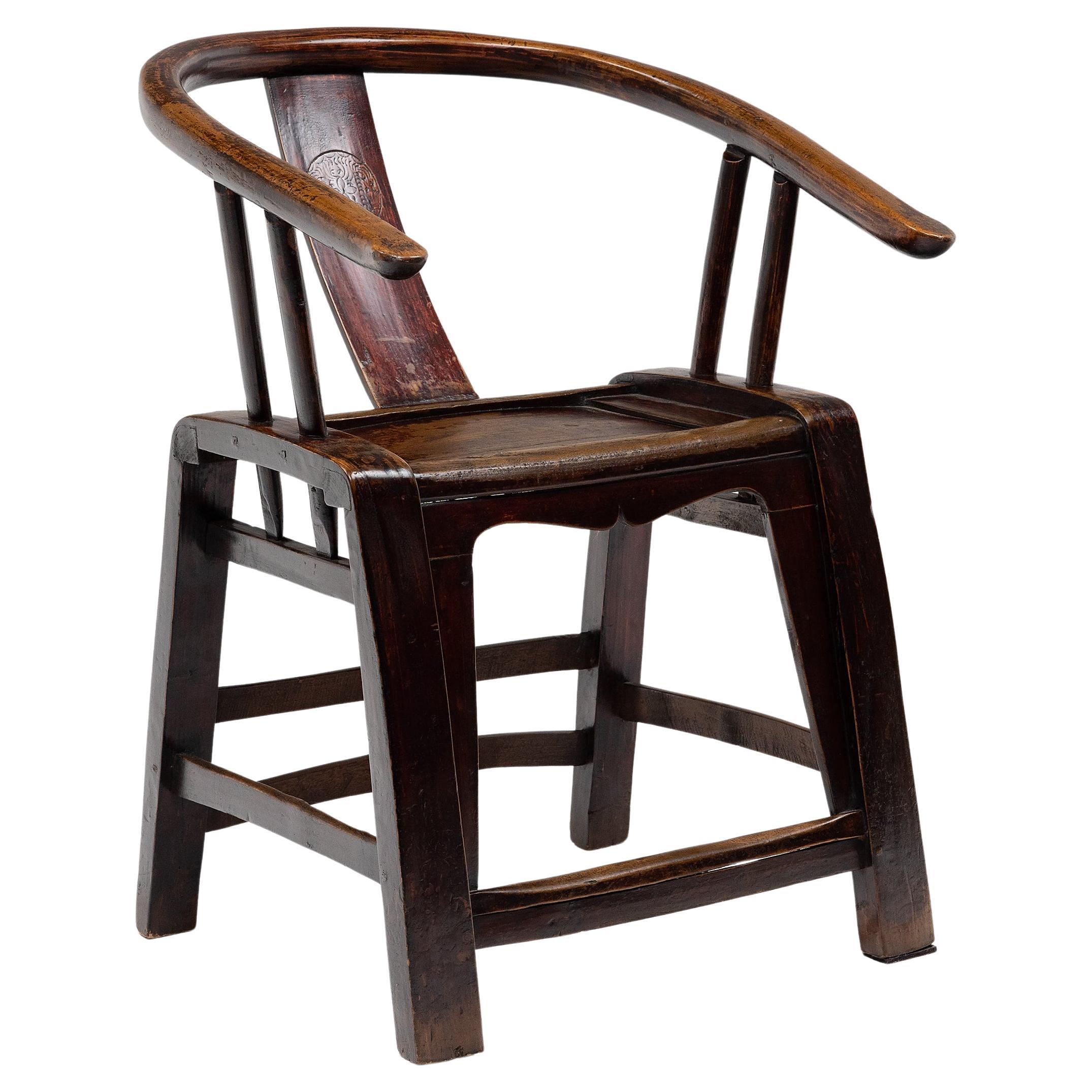 Chinesischer Bugholz-Sessel mit runder Lehne, um 1850