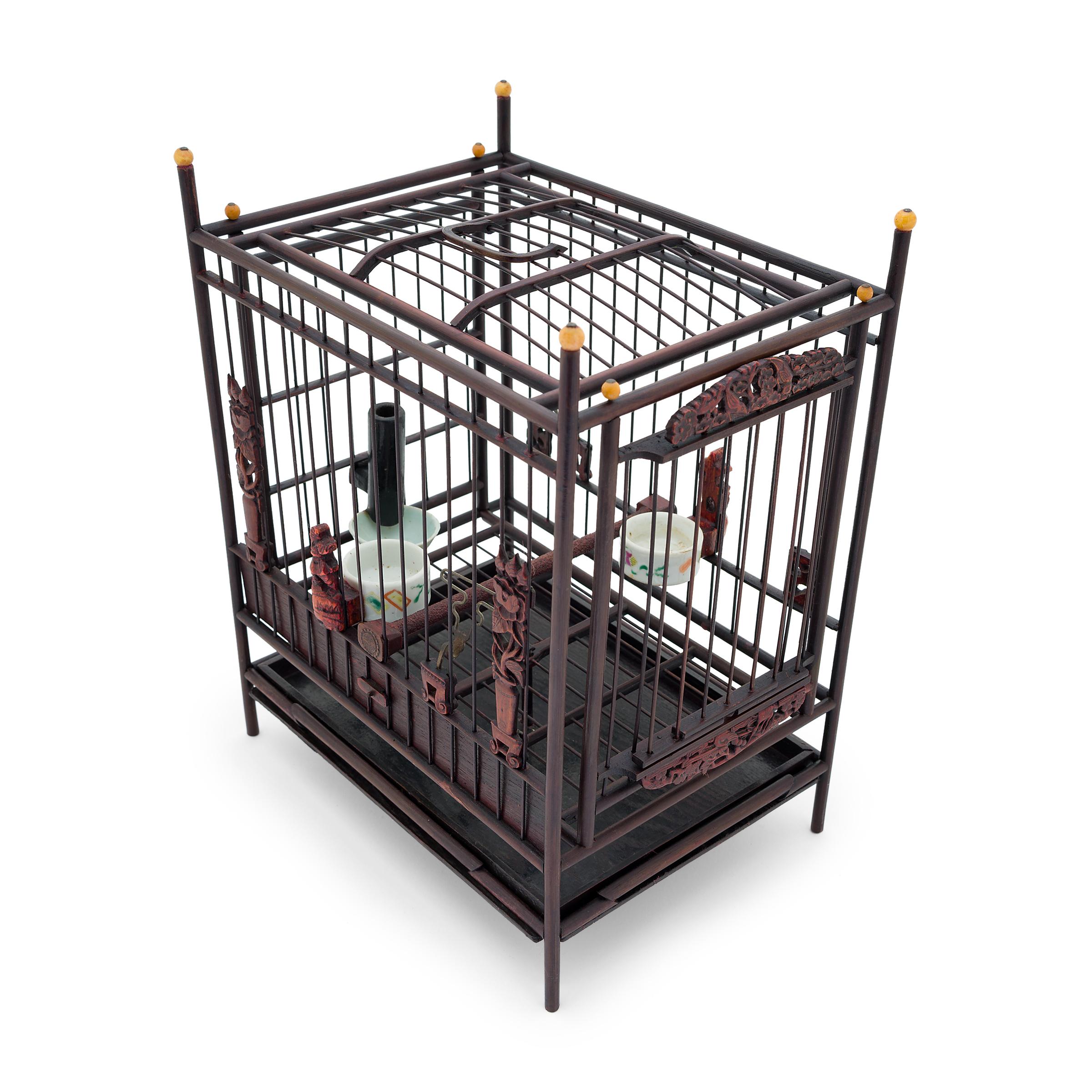 Chinese Birdcage with Traveling Case, c. 1900 In Good Condition In Chicago, IL