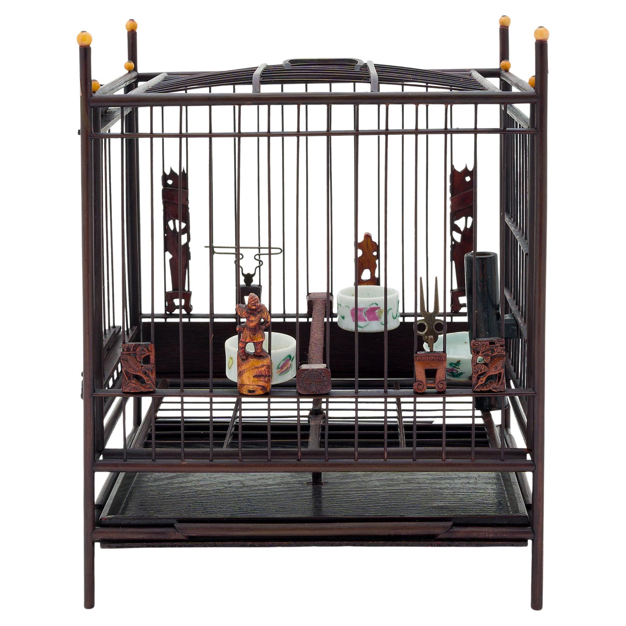Chinese Birdcage with Traveling Case, c. 1900