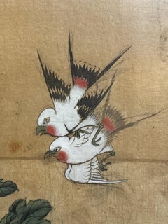 Chinese "Birds and Peony" Ink and Color on Silk Painting, Qing Dynasty, China