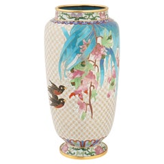 Chinese Birds Polychrome Cloisonné Enamel Vase