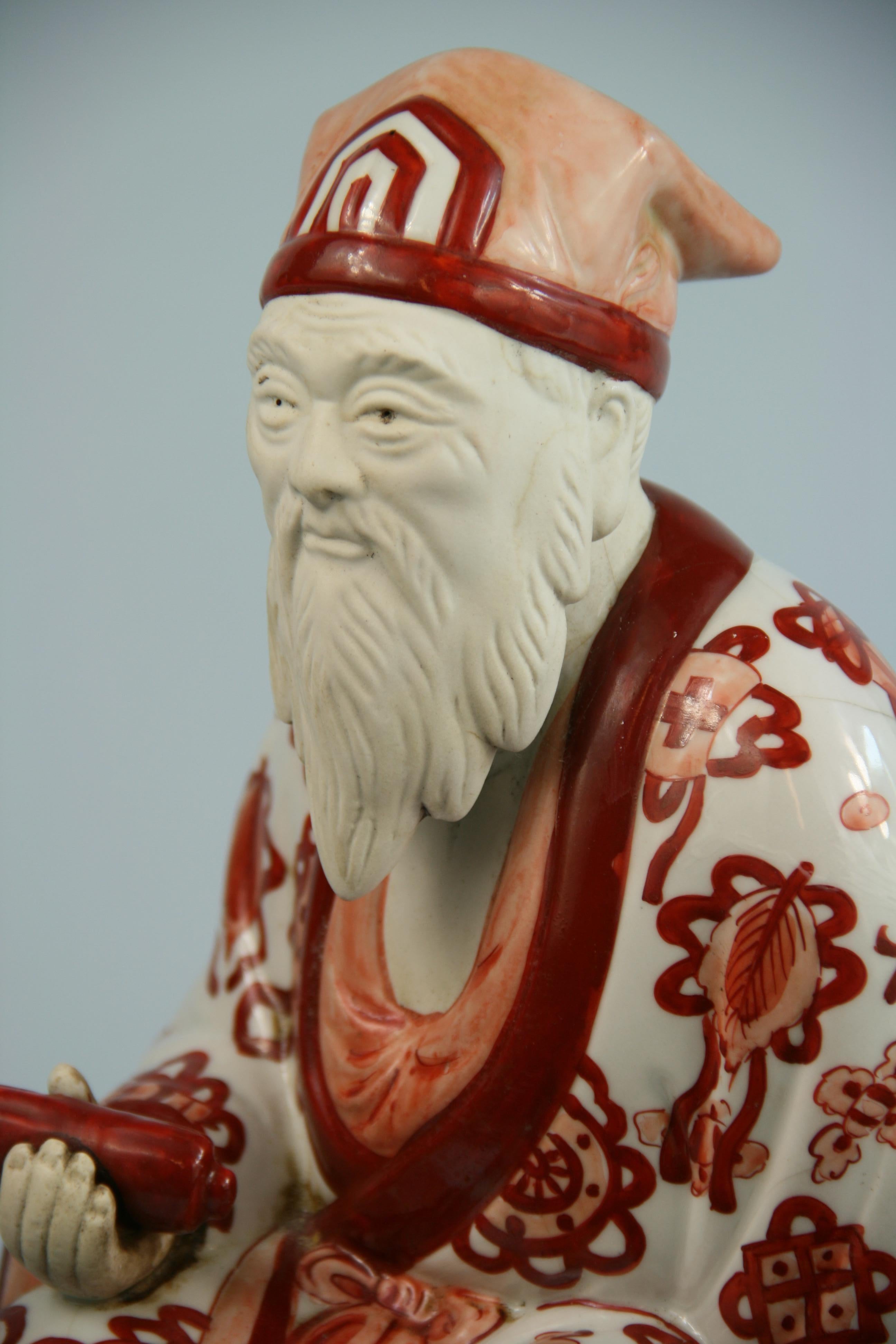 Chinese Bisque Hand Painted Sculpture 19th Century 4