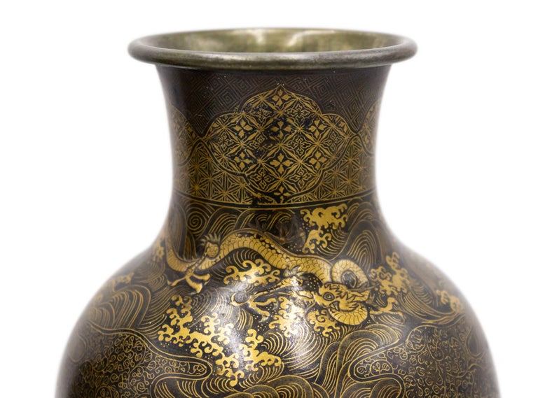 Chinese Black and Gilt Lacquer Vases For Sale at 1stDibs chinese