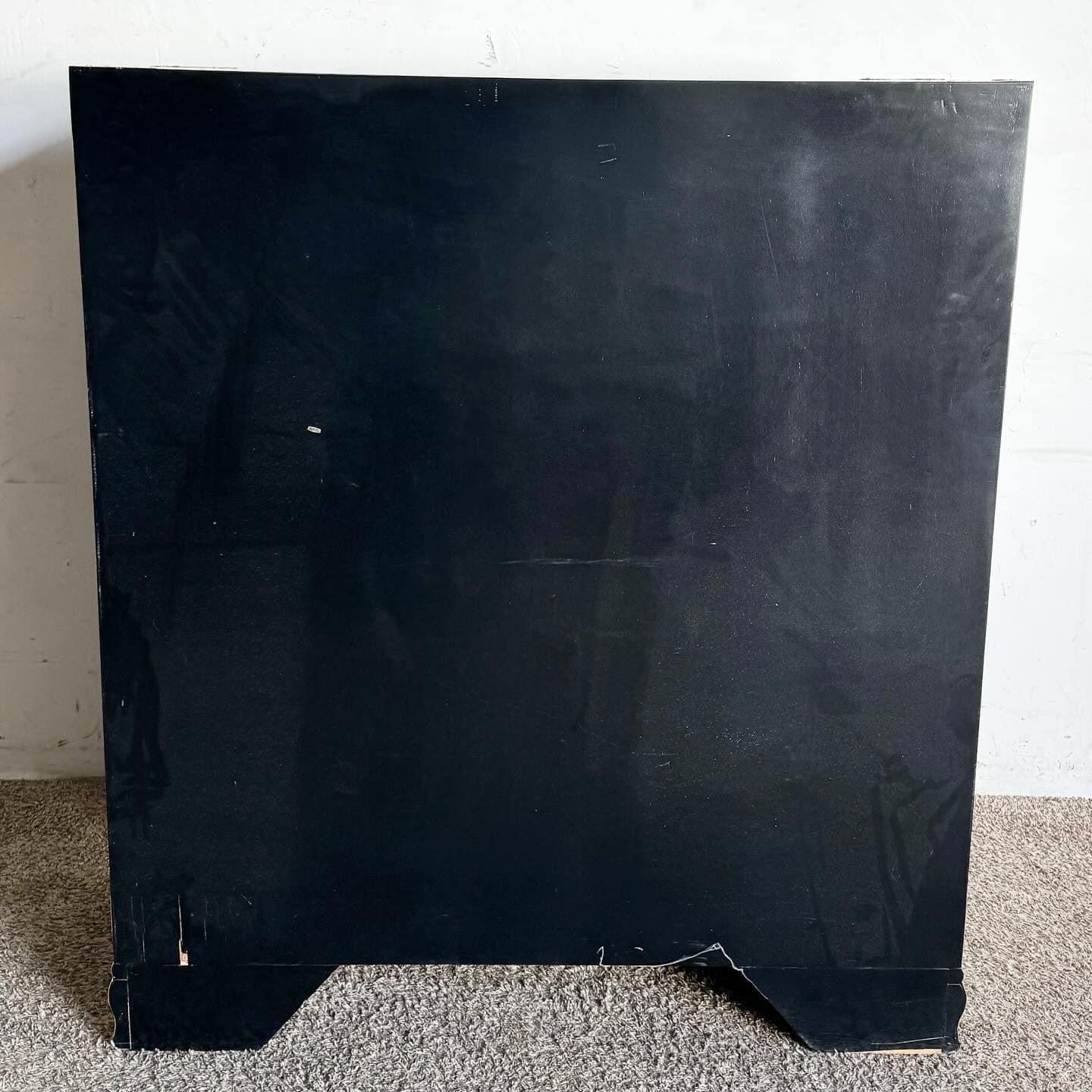 Chinese Black and Gold and Hand Painted Armoire/Chest of Drawers For Sale 2