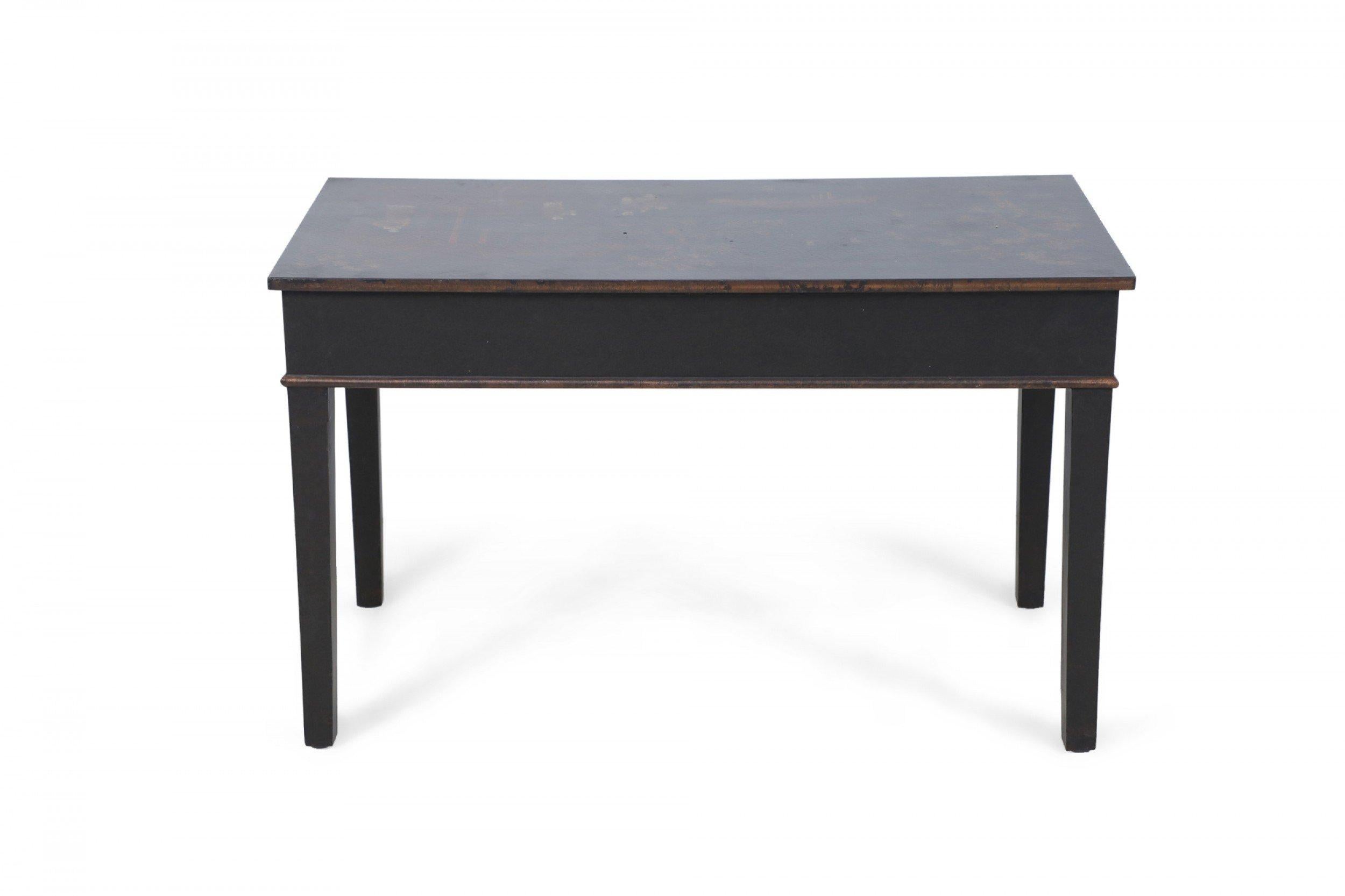 Chinese Black and Painted Pastoral Scene Writing Desk In Good Condition In New York, NY