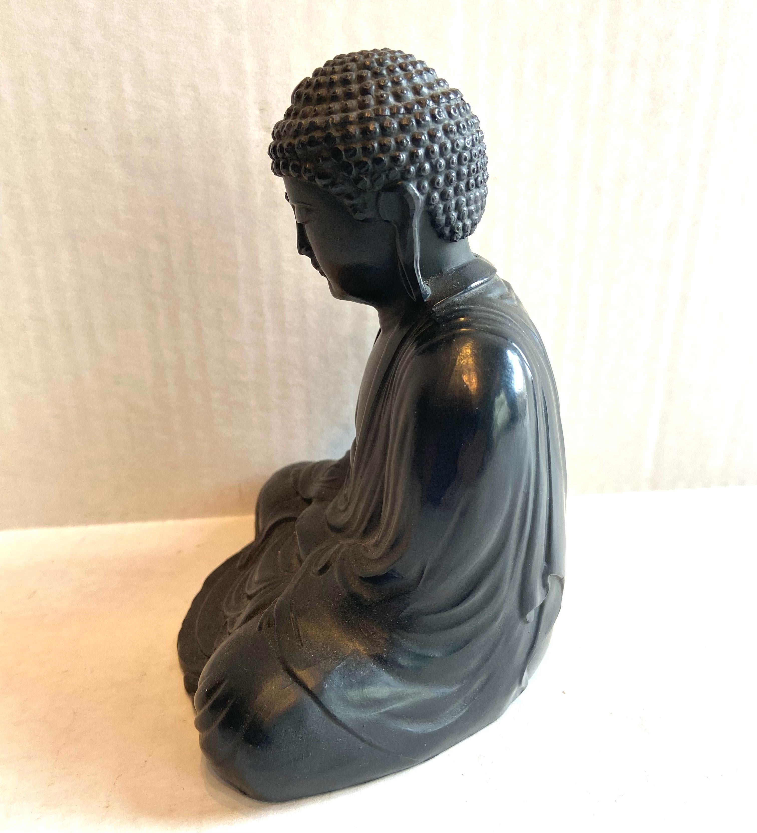 Hand-Crafted Chinese Black Bronze Amitabha Buddha