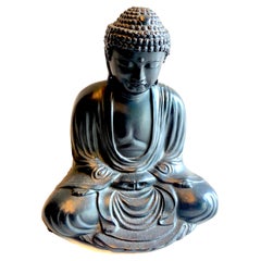 Chinesischer Amitabha Buddha aus schwarzer Bronze, Chinesisch