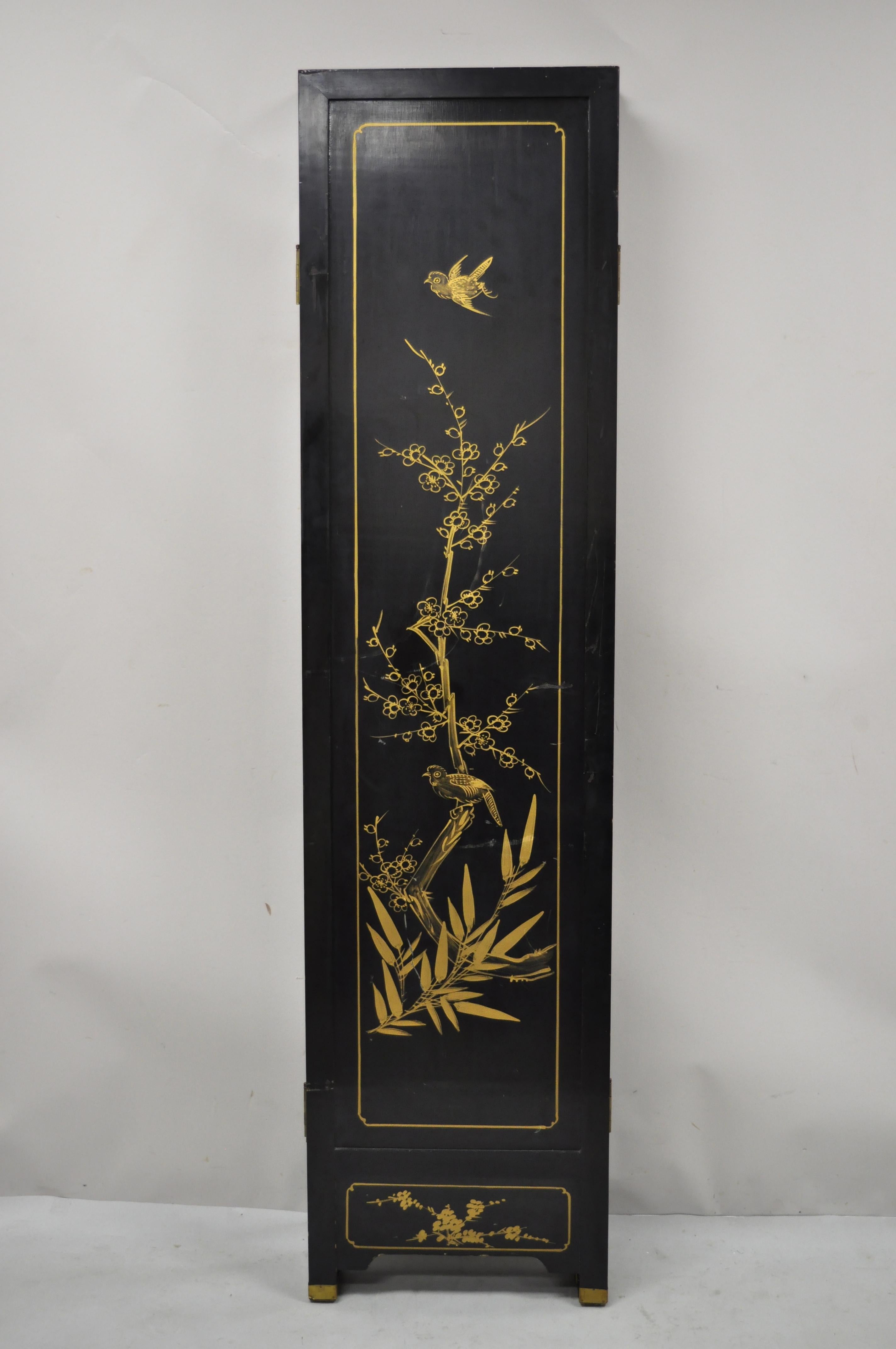 Chinese Black Carved Soapstone Geisha Girl 4 Panel Folding Screen Room Divider For Sale 2