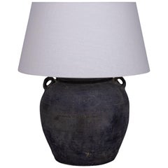 Chinese Black Earthenware Lamp