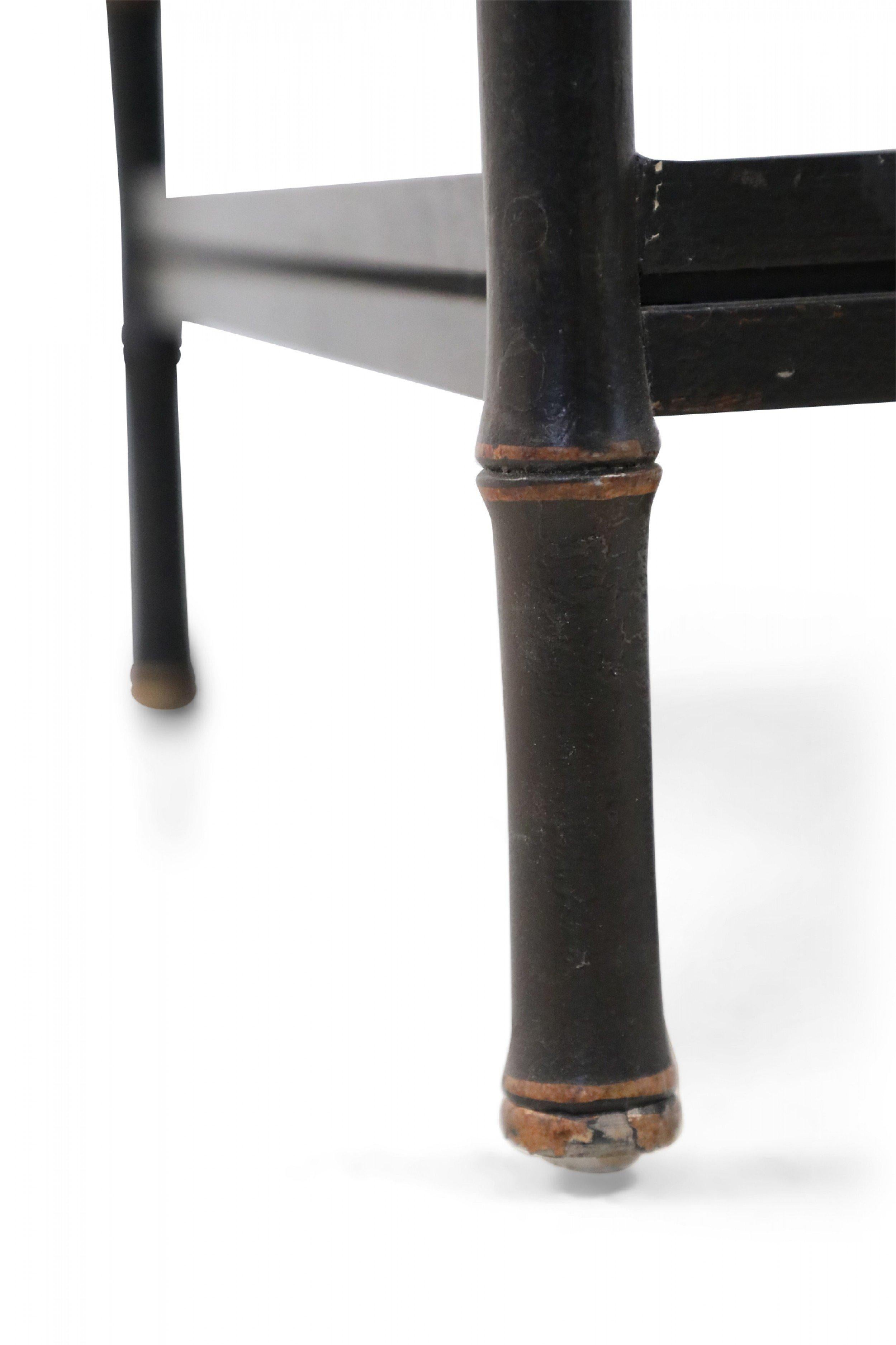 Chinese Black Faux Bamboo Two-Tiered End Table For Sale 4