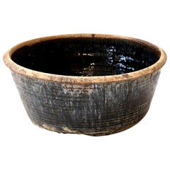 Antique Chinese Black Glazed Pickling Jar