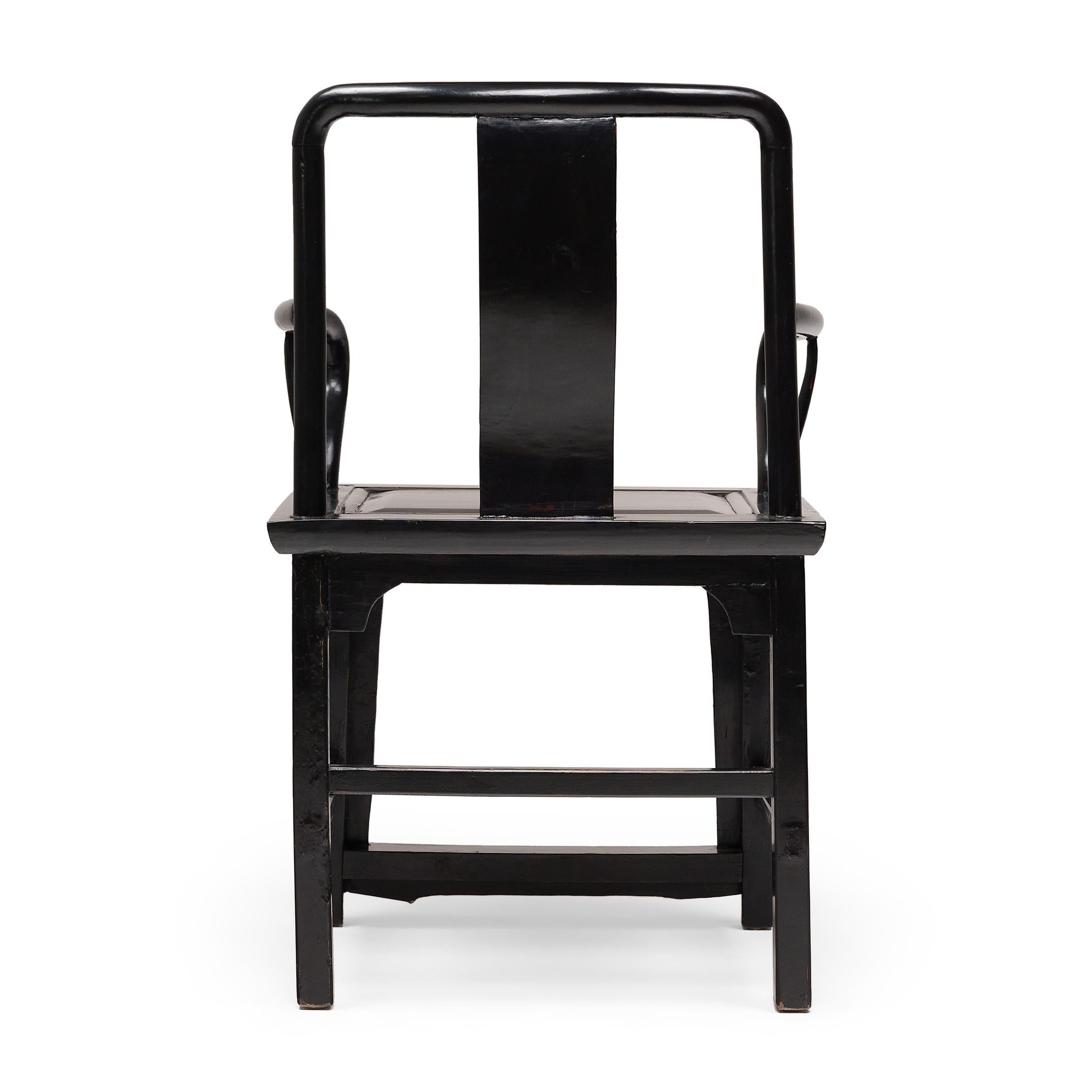 Silla china Guanmaoyi de laca negra, c. 1850 Chino en venta