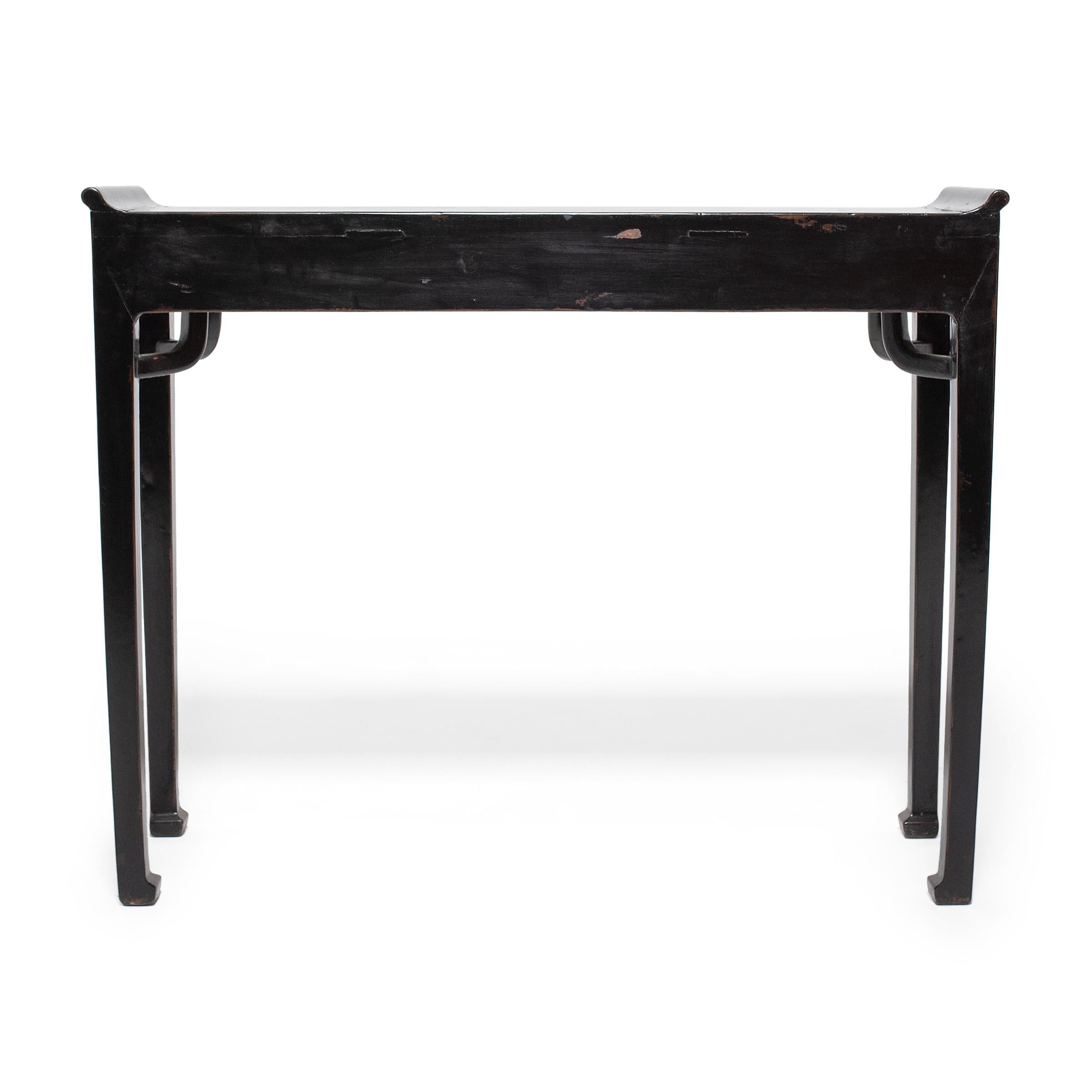20th Century Chinese Black Lacquer Altar Table with Hidden Drawers, c. 1900