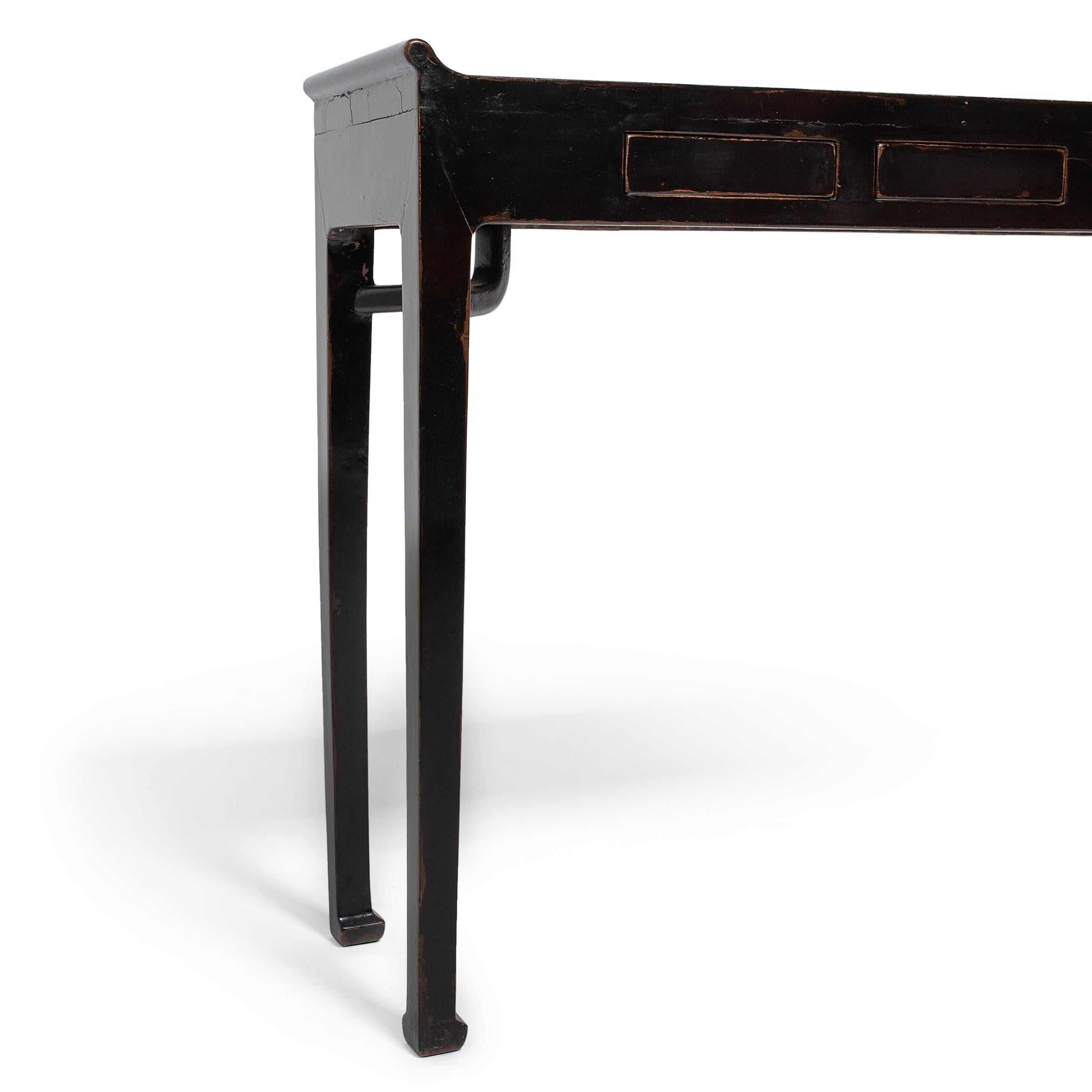 Chinese Black Lacquer Altar Table with Hidden Drawers, c. 1900 1