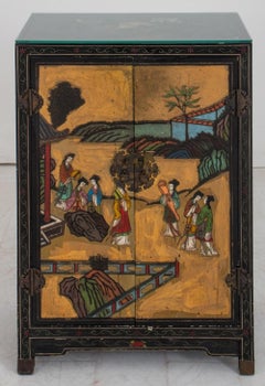 Chinese Black Lacquer and Painted Storage Cabinet