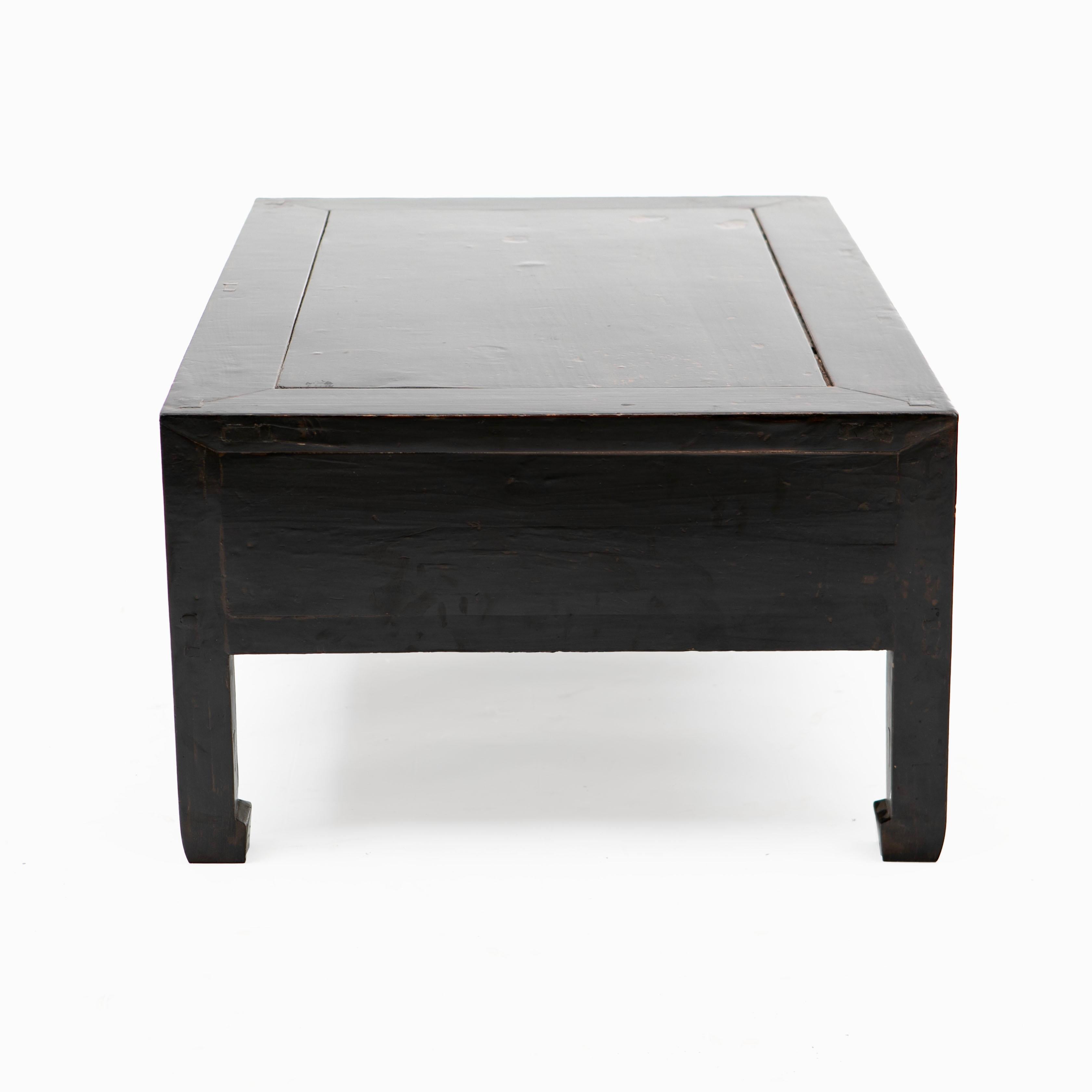 Lacquered Chinese Black Lacquer Art Deco Coffee Table For Sale
