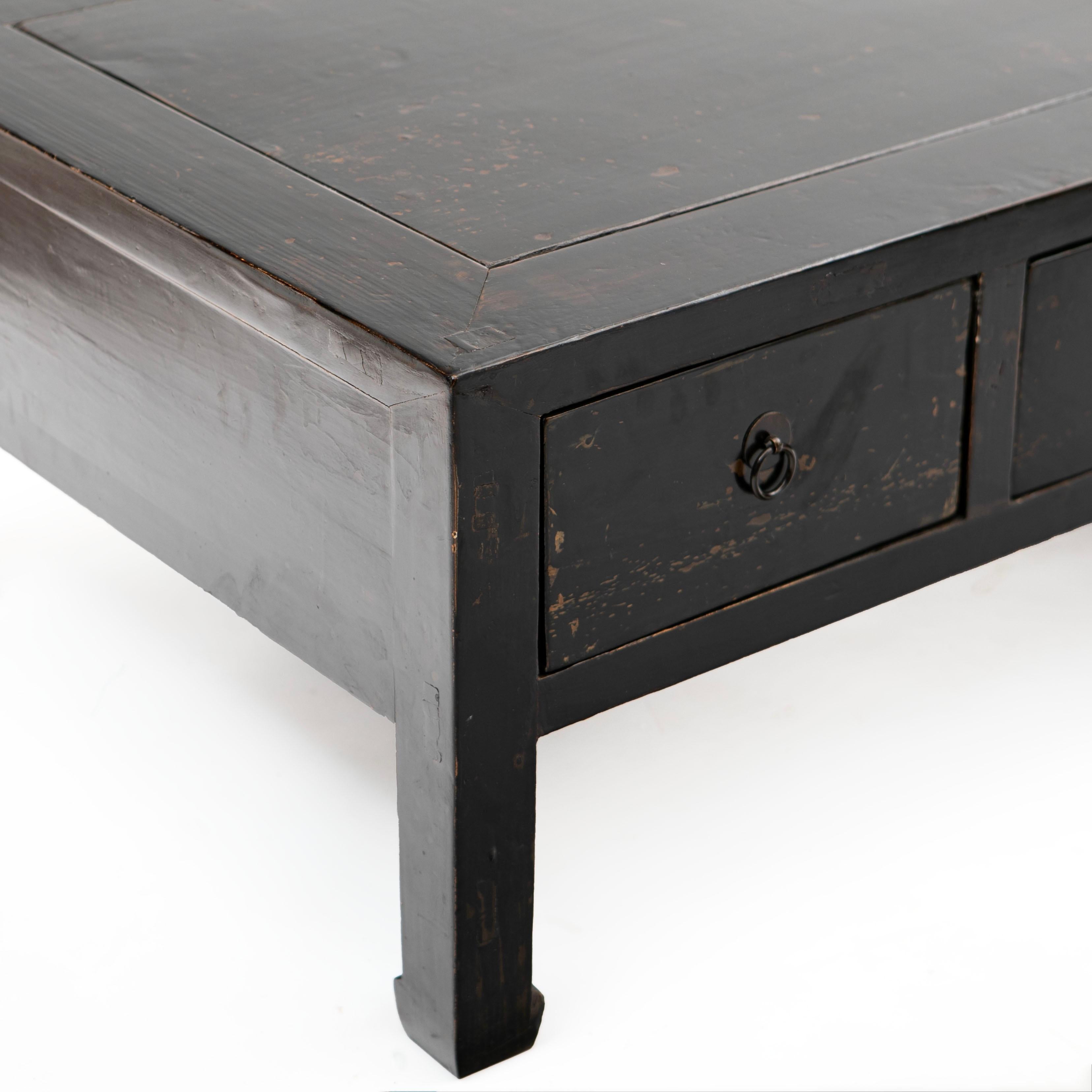 Wood Chinese Black Lacquer Art Deco Coffee Table For Sale