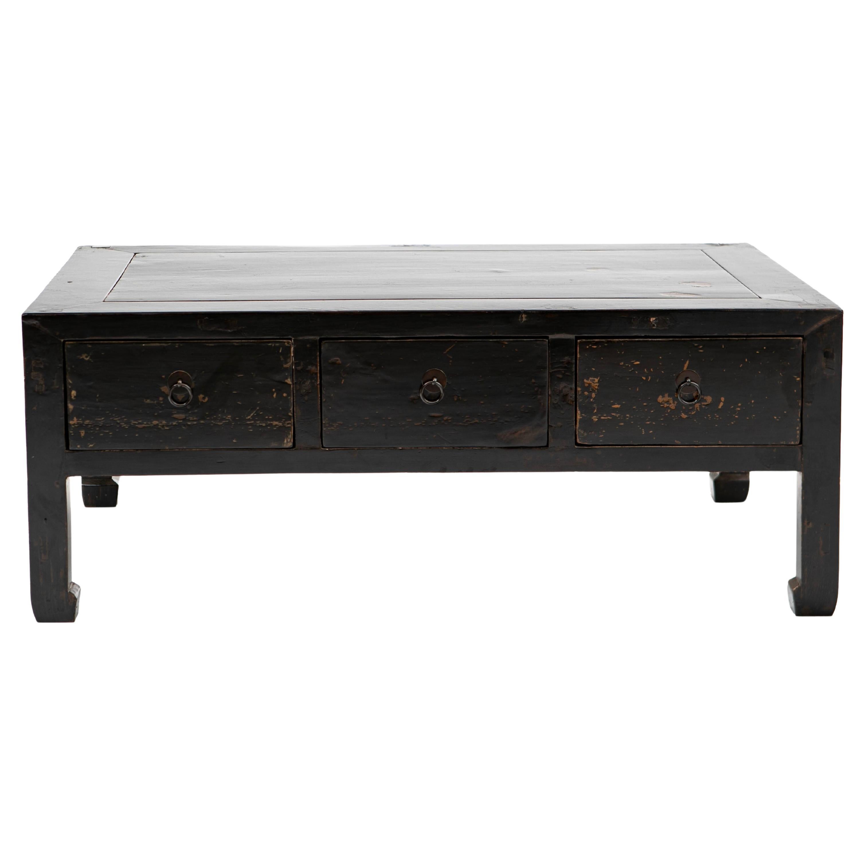 Chinese Black Lacquer Art Deco Coffee Table For Sale