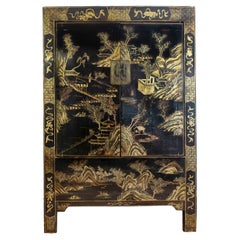 Chinese Black Lacquer Cabinet, circa 1820