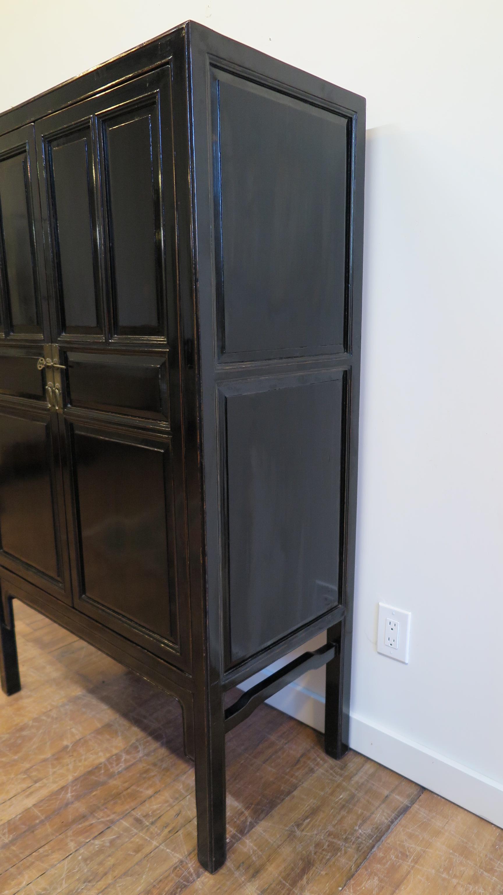 Late 19th Century Chinese Black Lacquer Cabinet