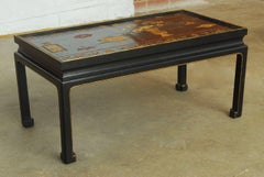 Chinese Black Lacquer Coromandel Screen Coffee Table