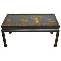 Chinese Black Lacquer Coromandel Screen Coffee Table