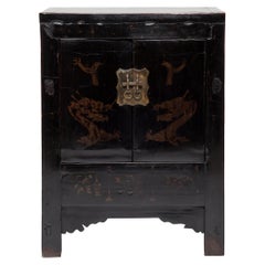 Chinese Black Lacquer Dragon Cabinet, c. 1850