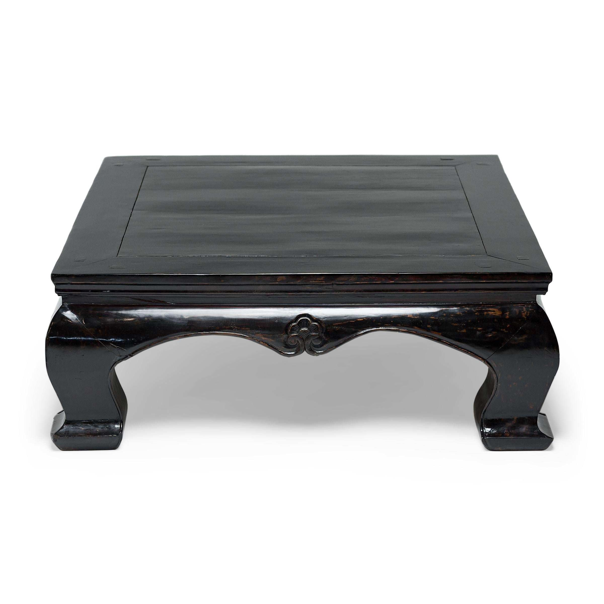 Qing Chinese Black Lacquer Square Kang Table, c. 1850