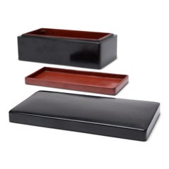 Chinesische Aufbewahrungsbox aus schwarzem Lack, um 1850