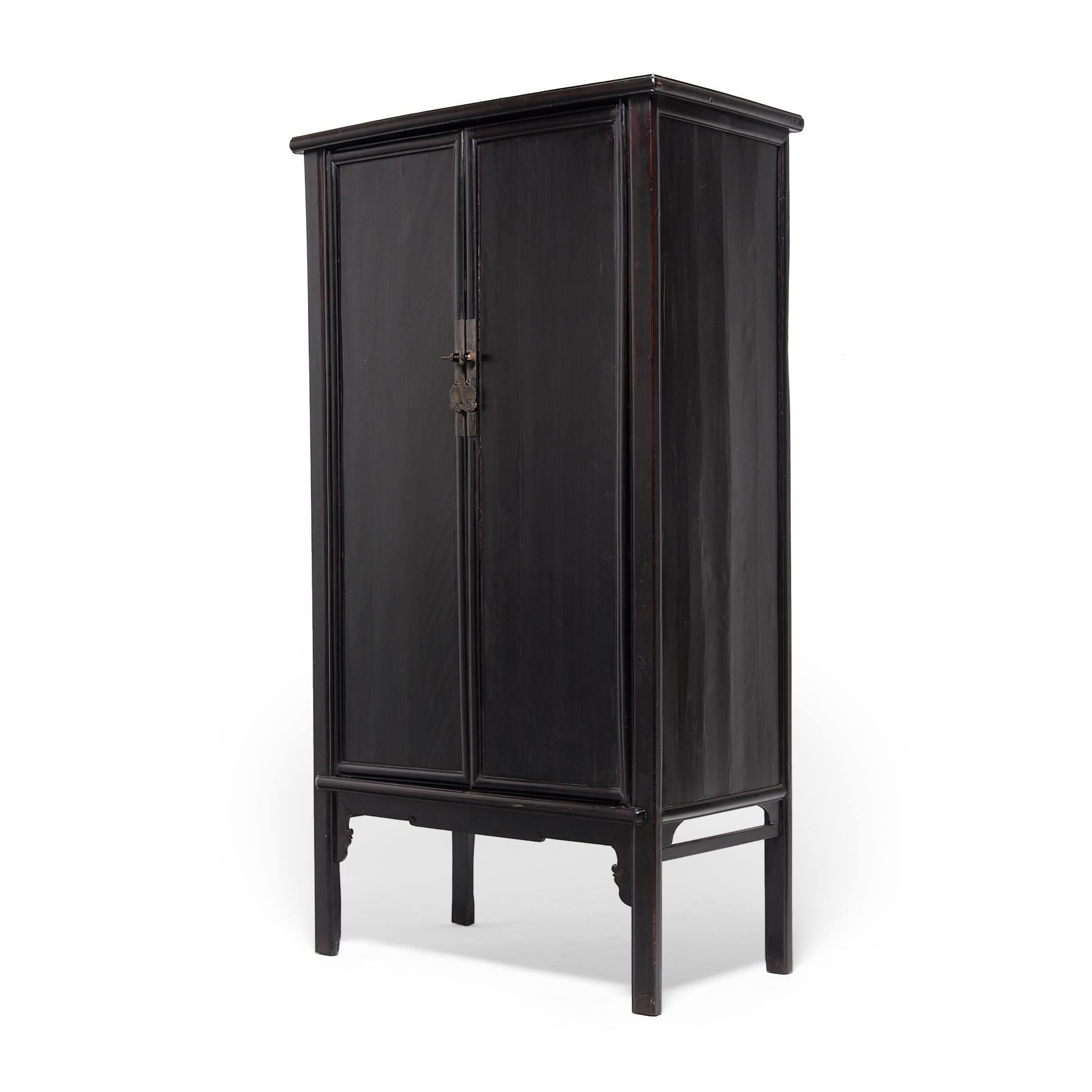 Qing Chinese Black Lacquer Scholar's Cabinet, circa 1850