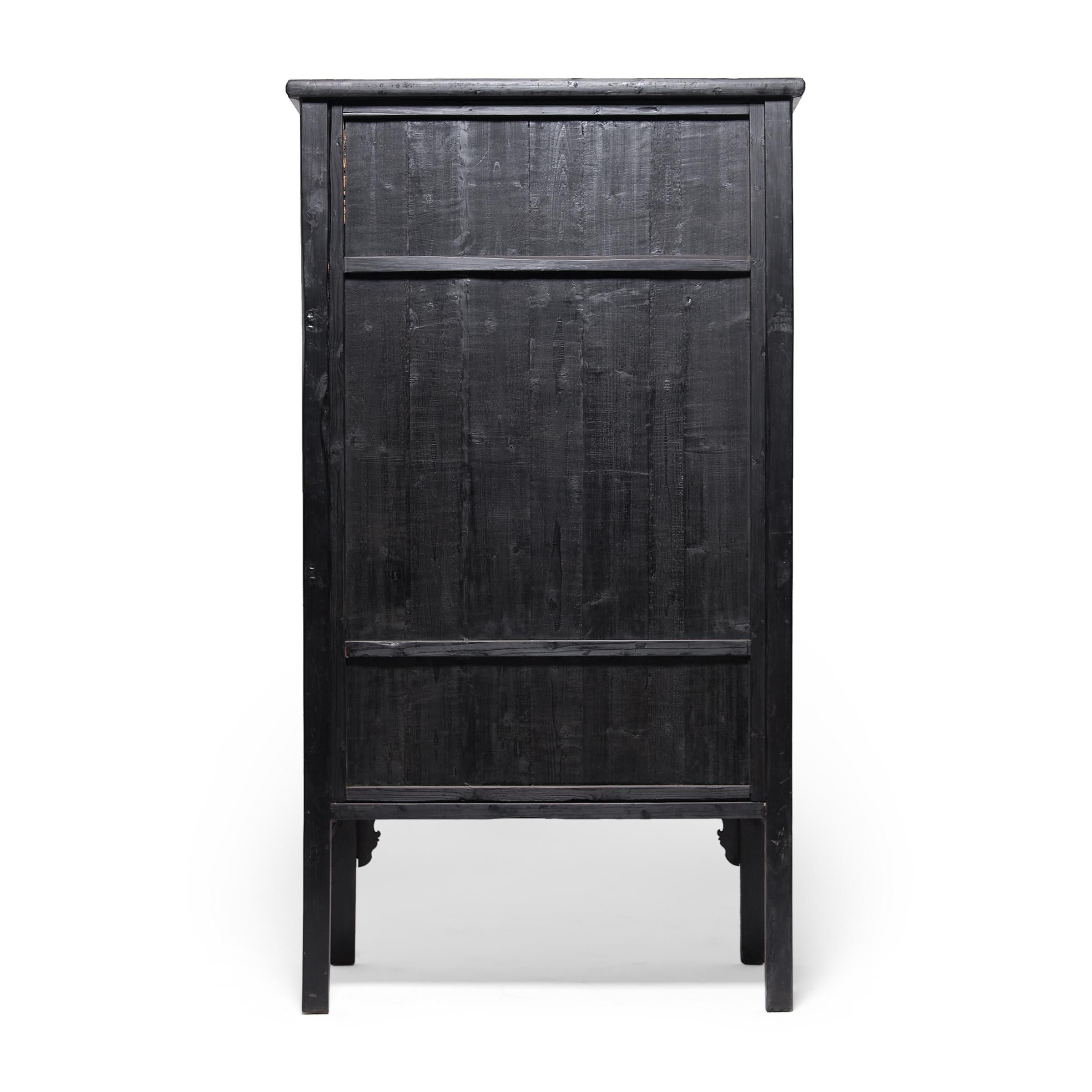 Lacquered Chinese Black Lacquer Scholar's Cabinet, circa 1850