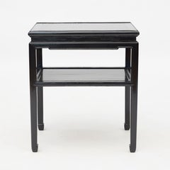 Chinese Black Lacquer Side Table with Shelf, circa 1920