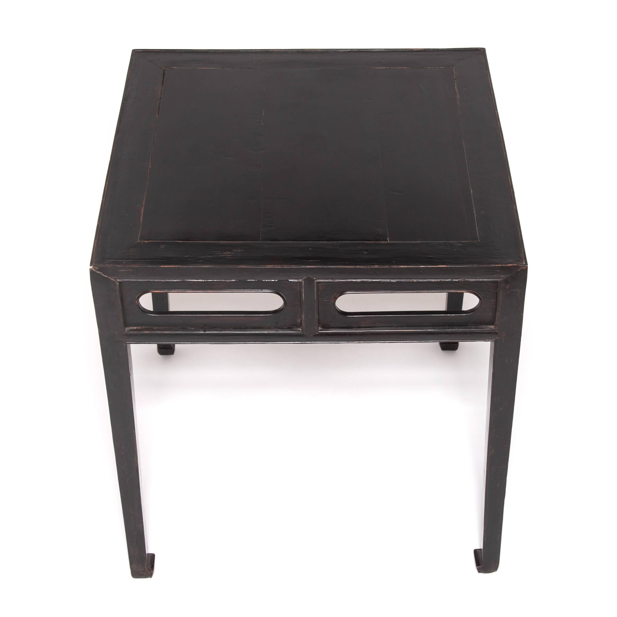 Qing Chinese Black Lacquer Square Table with Hoof Feet