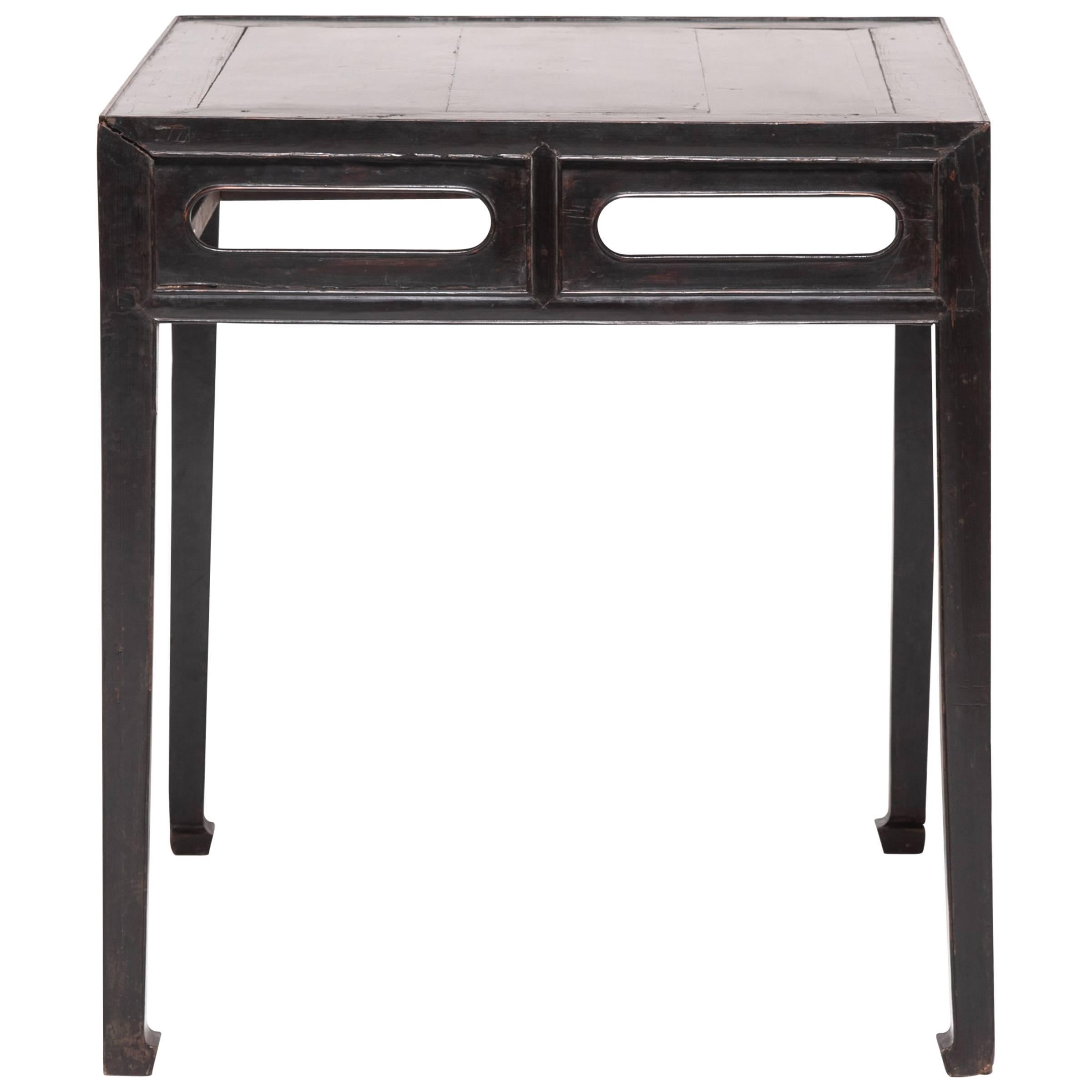 Chinese Black Lacquer Square Table with Hoof Feet
