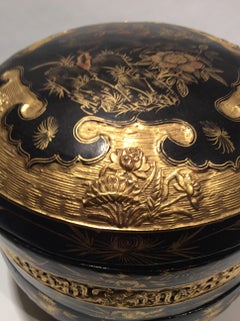 Chinese Black Lacquer Stacking Lunch Box