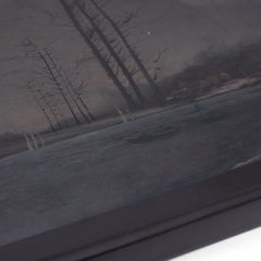 Chinese Black Lacquer Tray with Painted Winter Landscape, c. 1850