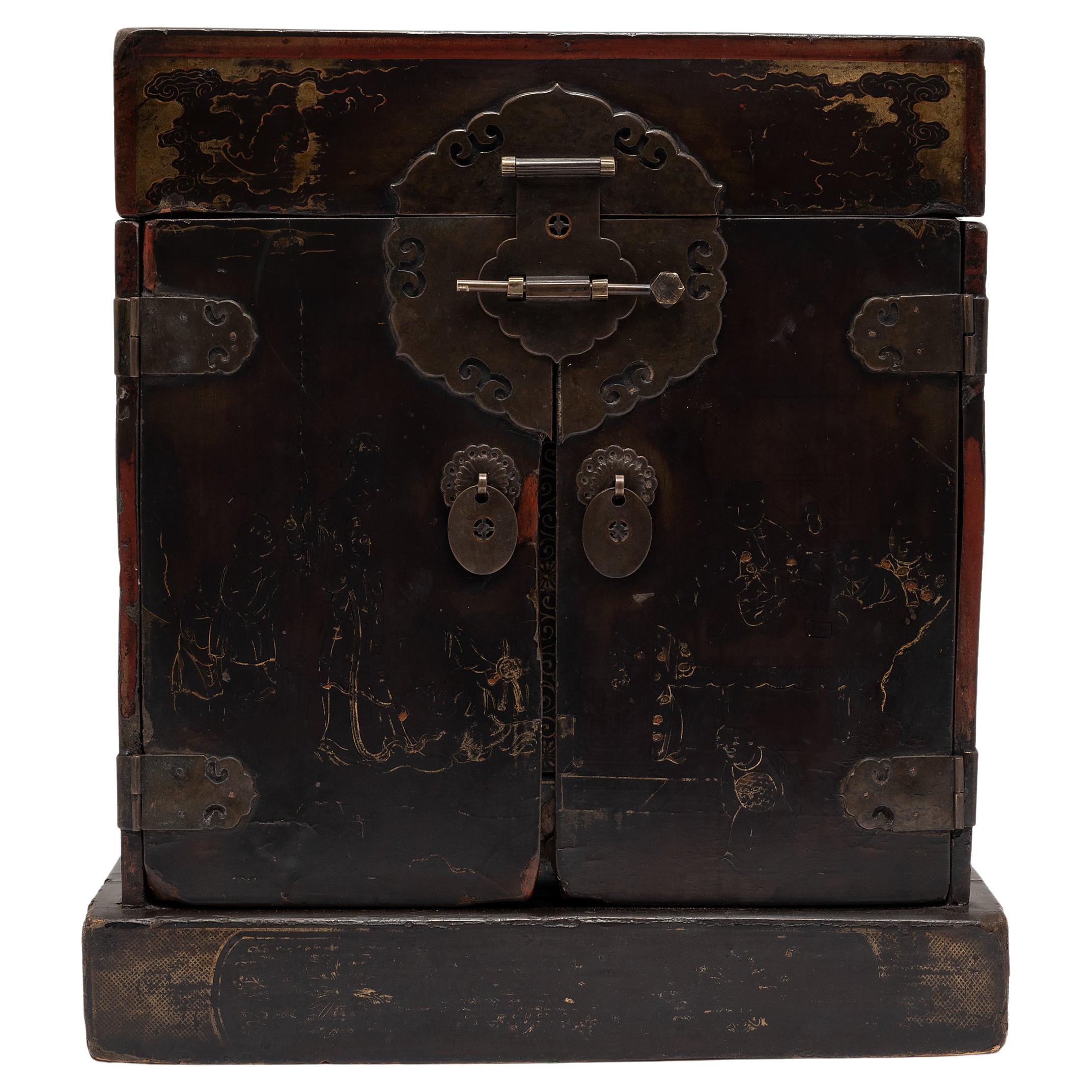 Chinese Black Lacquer Vanity Box, c. 1850