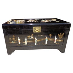Chinese Black Lacquer Wedding Chest