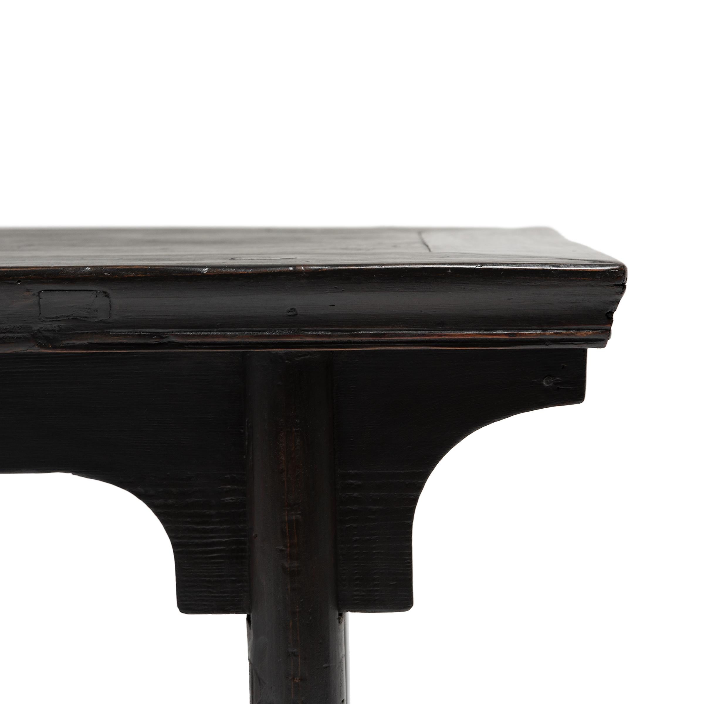 Pine Chinese Black Lacquer Wine Table, c. 1900 For Sale