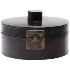 Chinese Black Lacquer Winter Hat Box, circa 1850