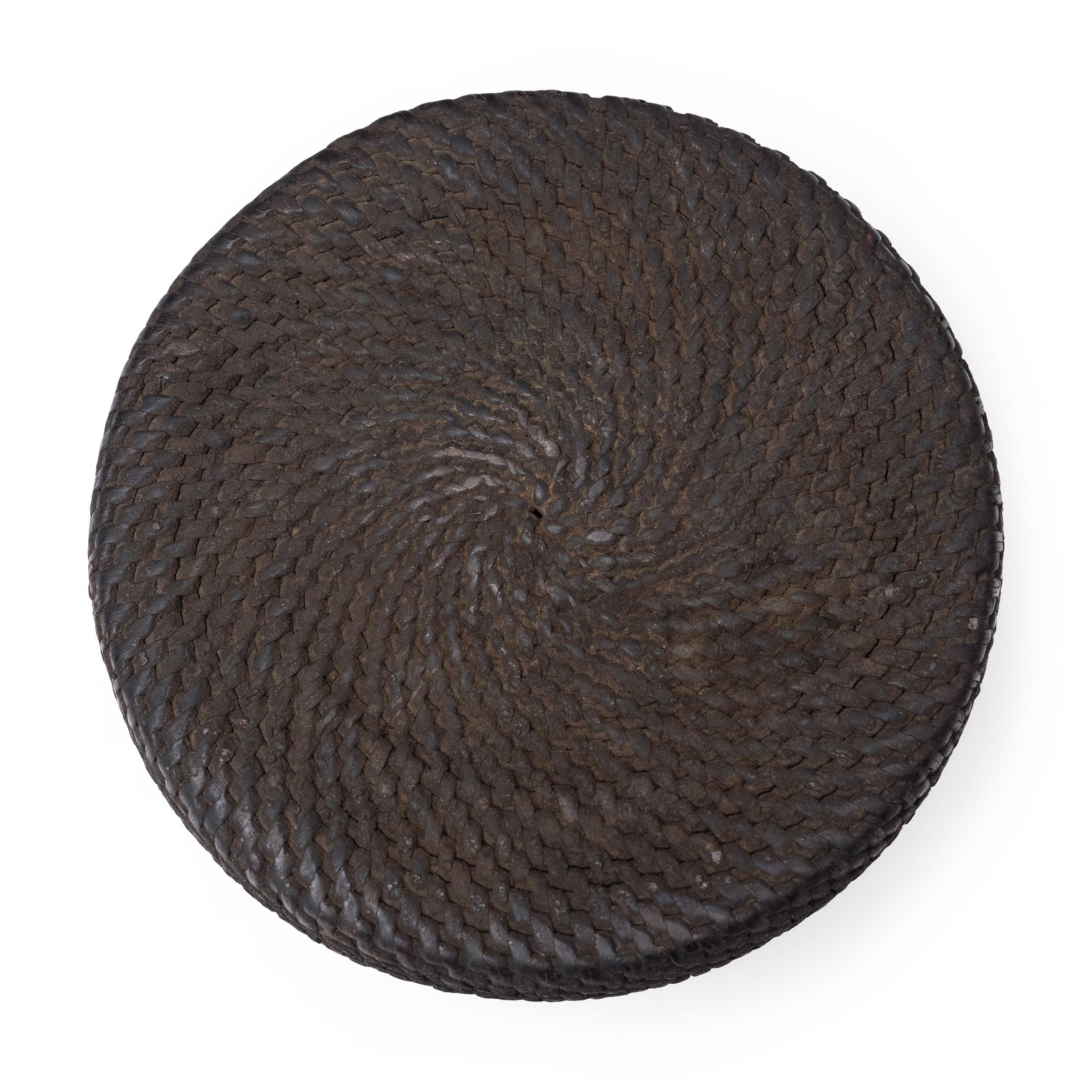 Lacquered Chinese Black Lacquer Woven Box, c. 1900 For Sale