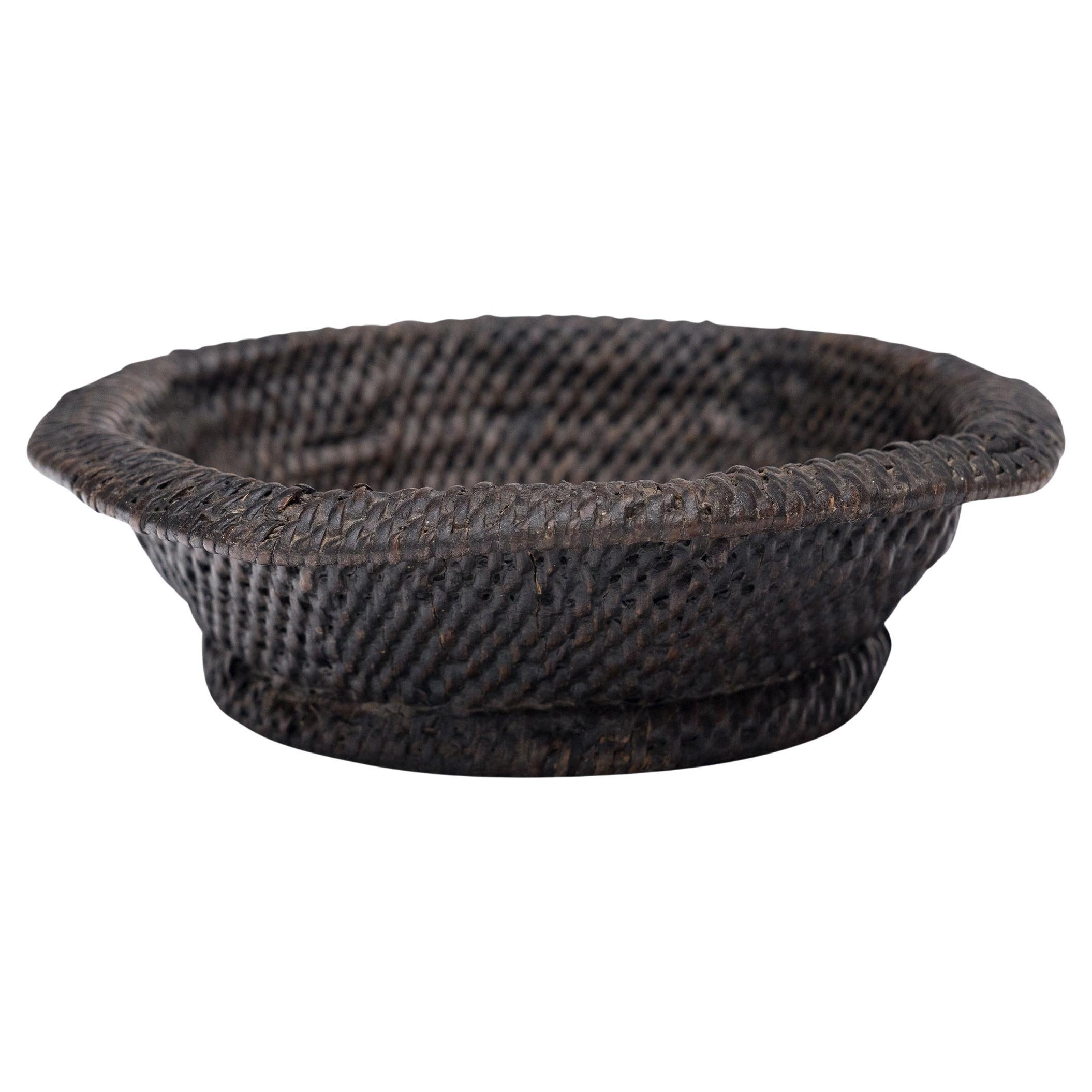 Chinese Black Lacquer Woven Plate, c. 1900