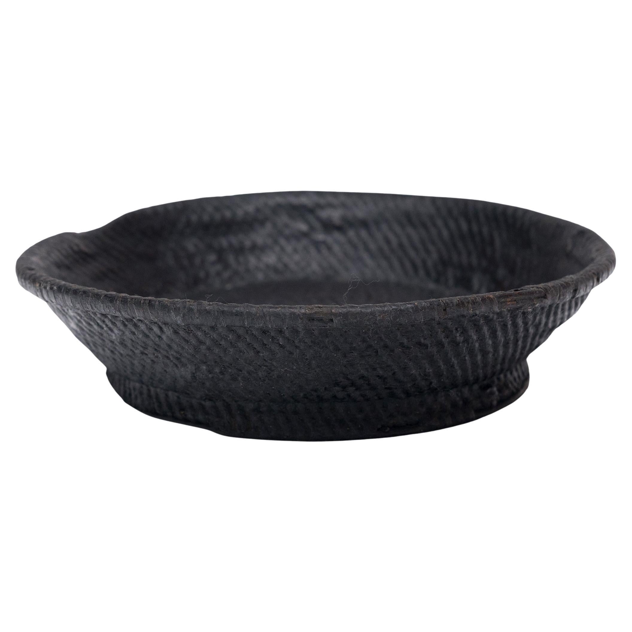 Chinese Black Lacquer Woven Plate, c. 1900