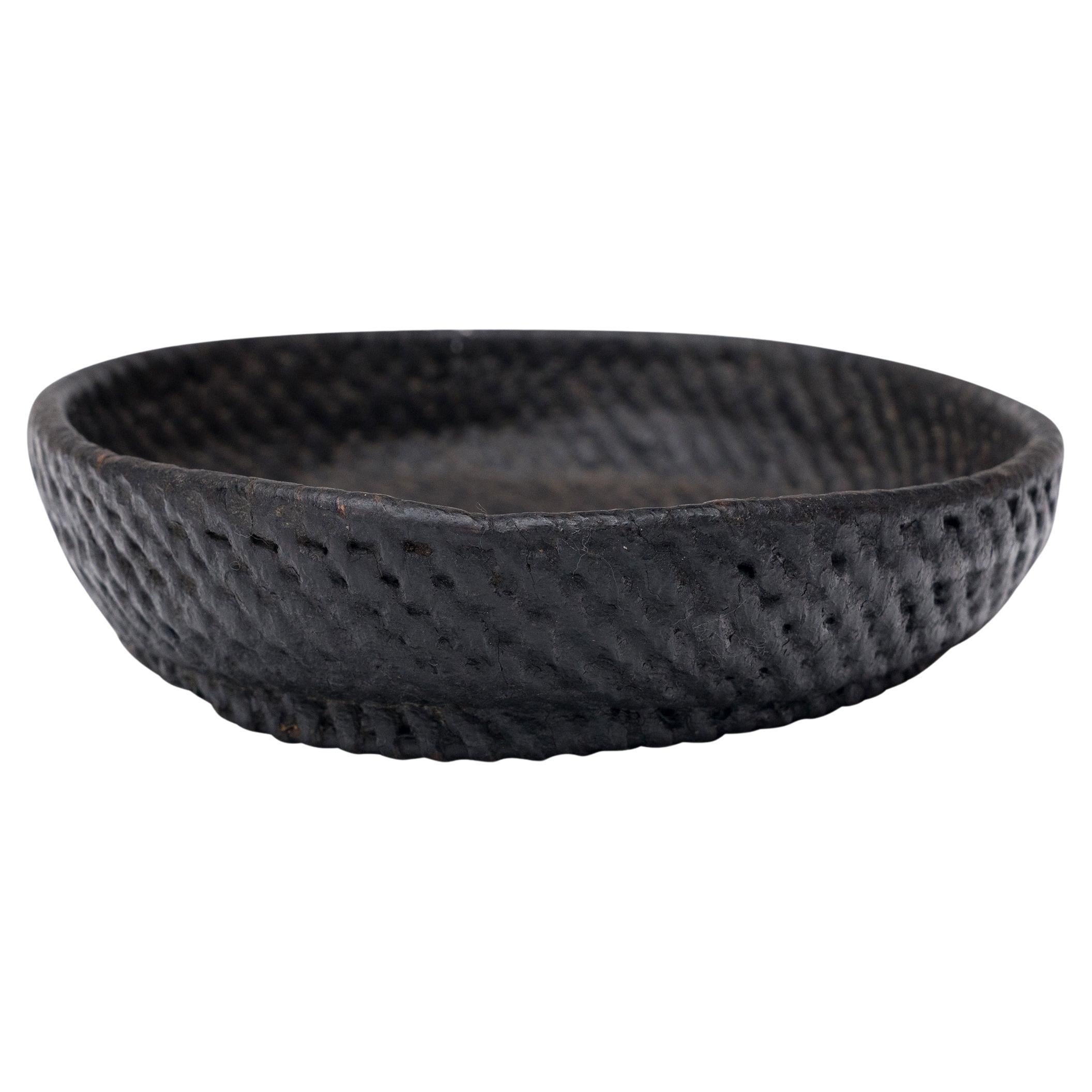 Chinese Black Lacquer Woven Plate, c. 1900