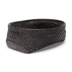 Plateau chinois en laque noire tissée, c. 1900