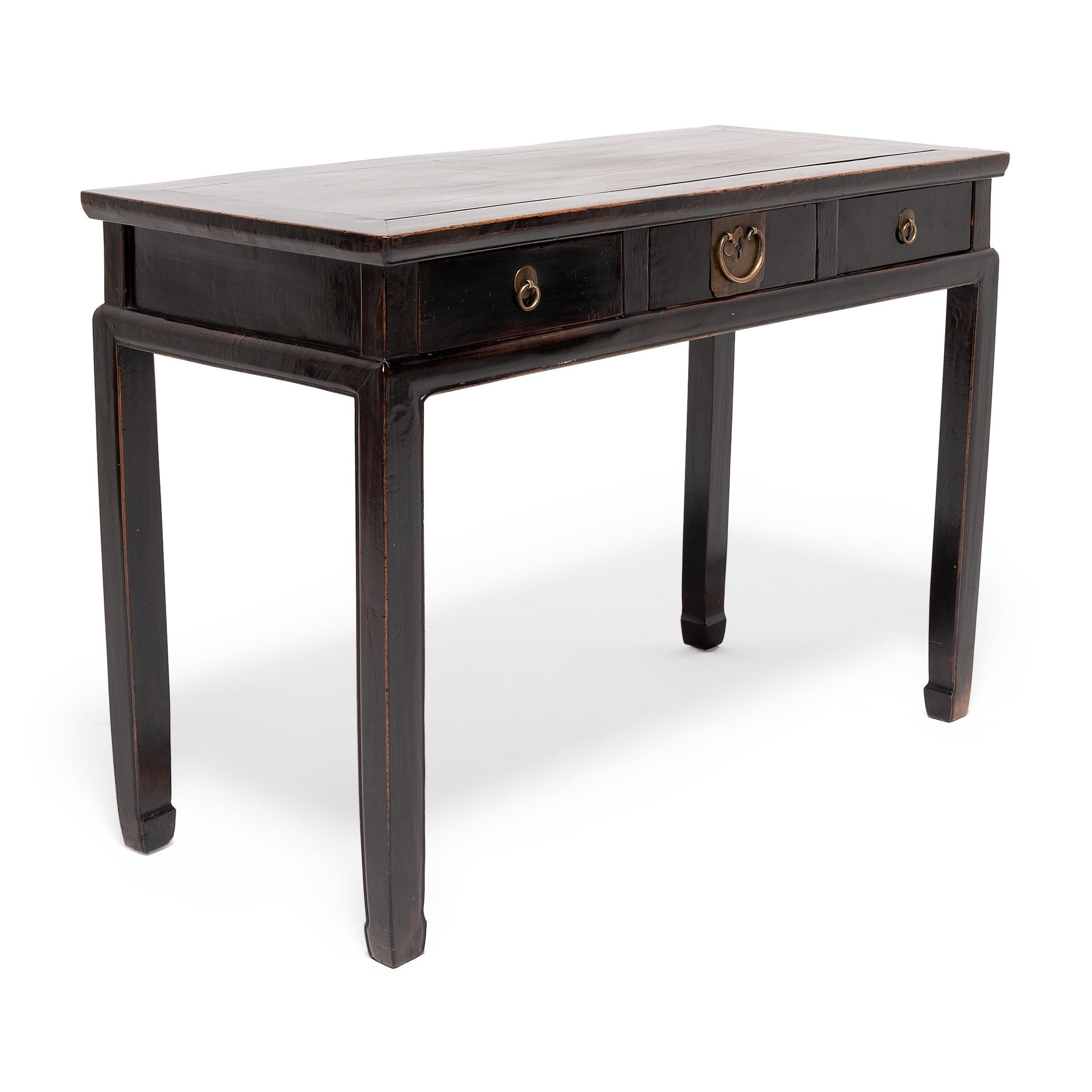 Qing Chinese Black Lacquer Writing Desk, C. 1850