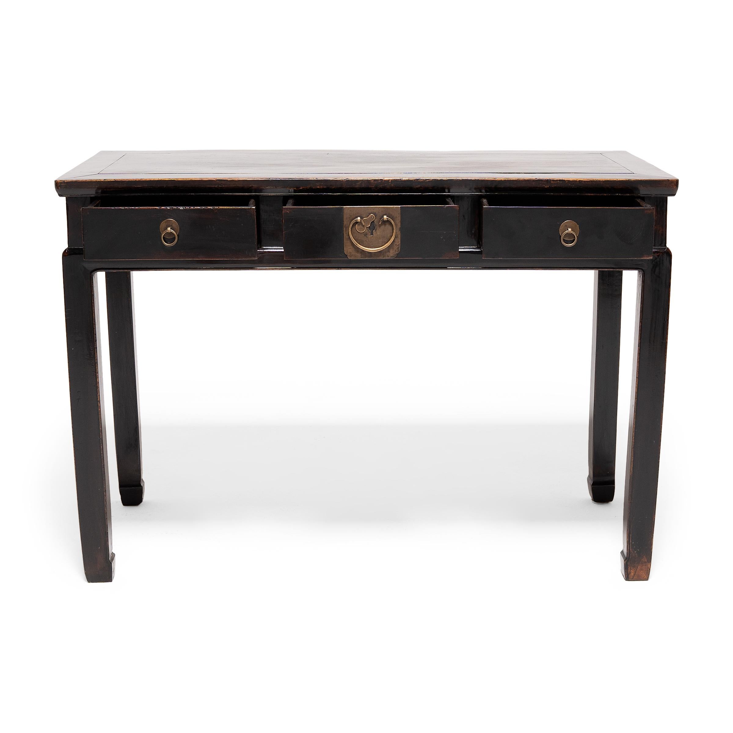 Lacquered Chinese Black Lacquer Writing Desk, C. 1850