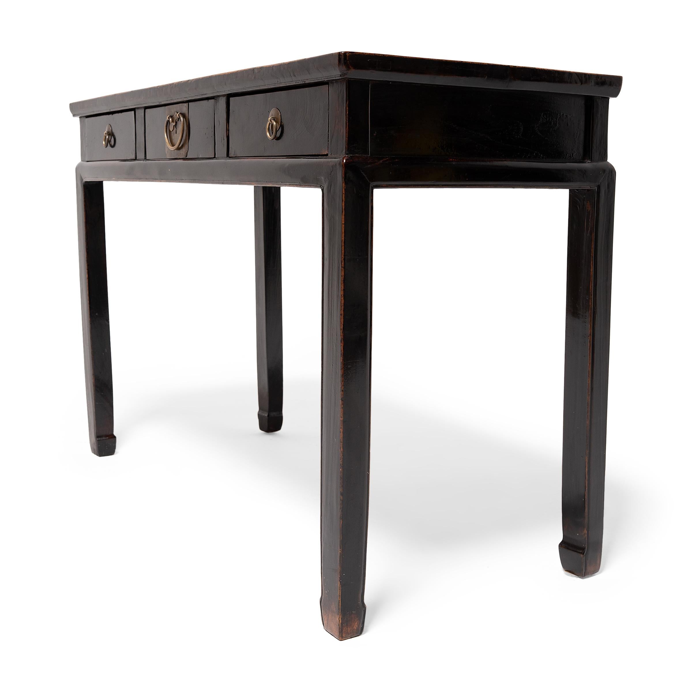 Elm Chinese Black Lacquer Writing Desk, C. 1850