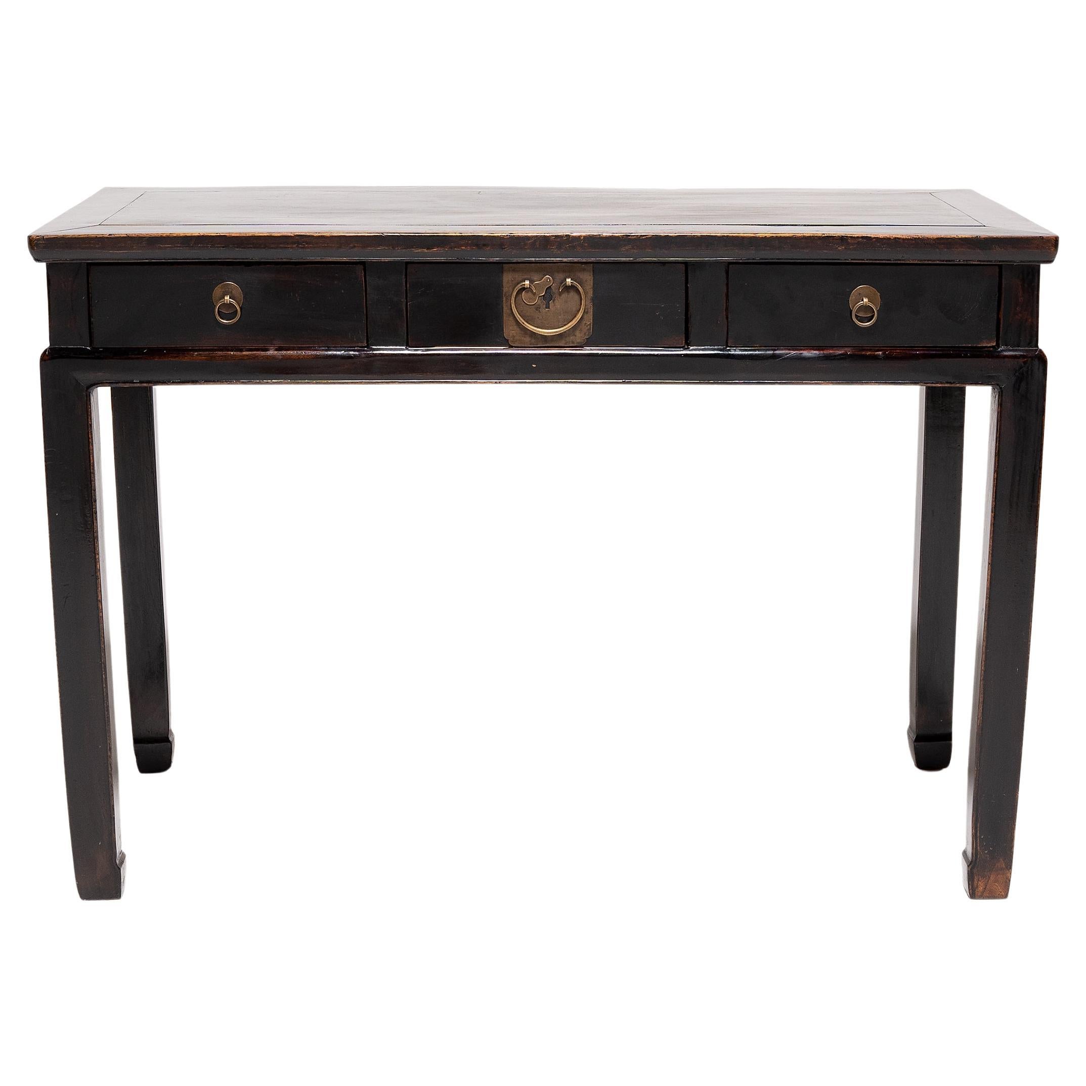 Chinese Black Lacquer Writing Desk, C. 1850